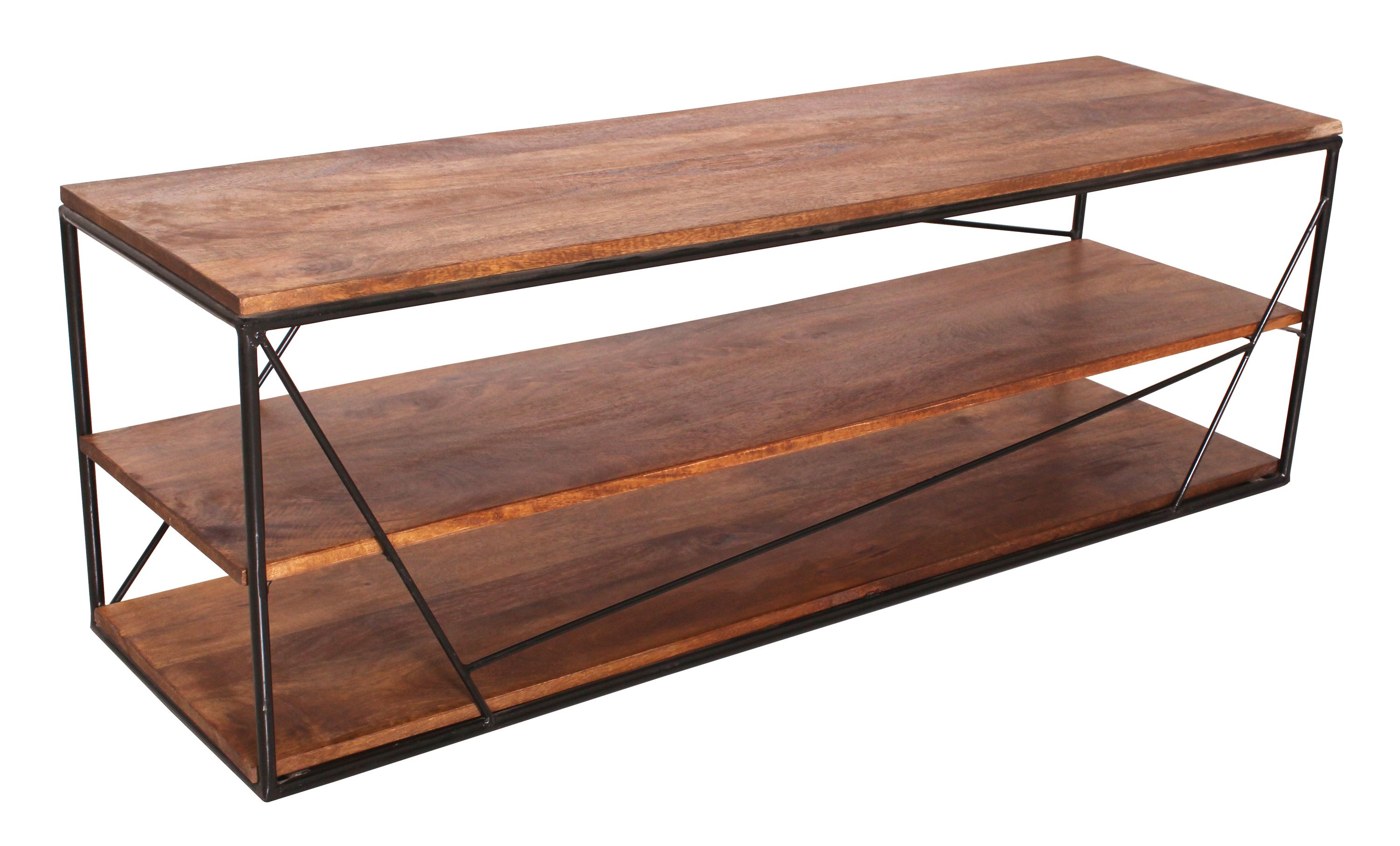 Lowboard Mangoholz Kommode Sideboard TV Fernseher Wohnzimmer Metall Schrank