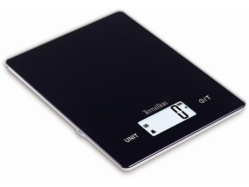 Terraillon Küchenwaage Smart USB Schwarz Elektronische Waage mit LCD-Digitalanzeige und Touch-Steuerung