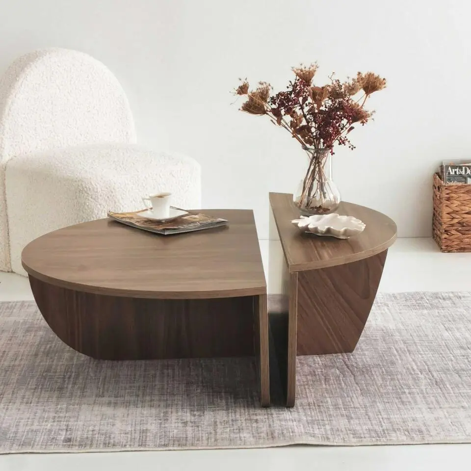 Salontafel Rond 90cm - Walnoot Bruin Melamine - Podium