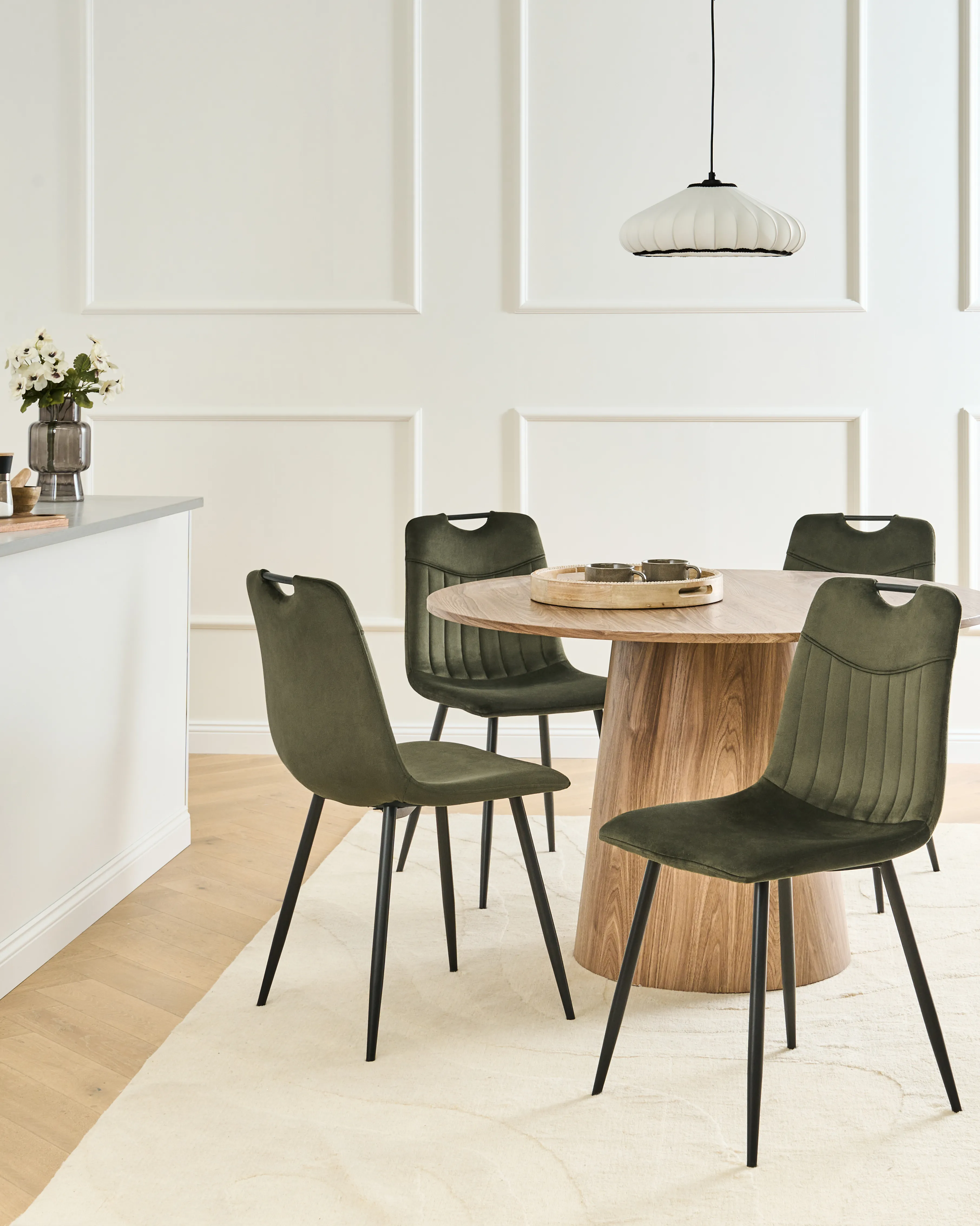Set van 4 eetkamerstoelen ARGYLE Fluweel Donkergroen