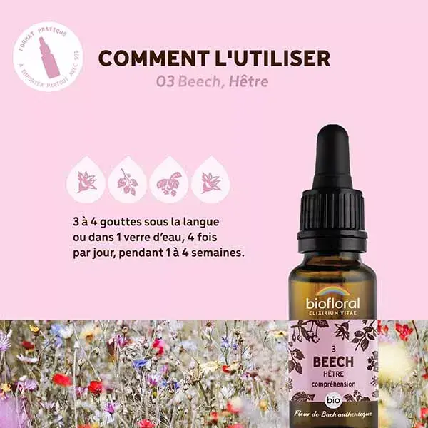 Florais de Bach Biofloral 03 Beech Heath - Conta-gotas - Orgânico Demeter 20 ml