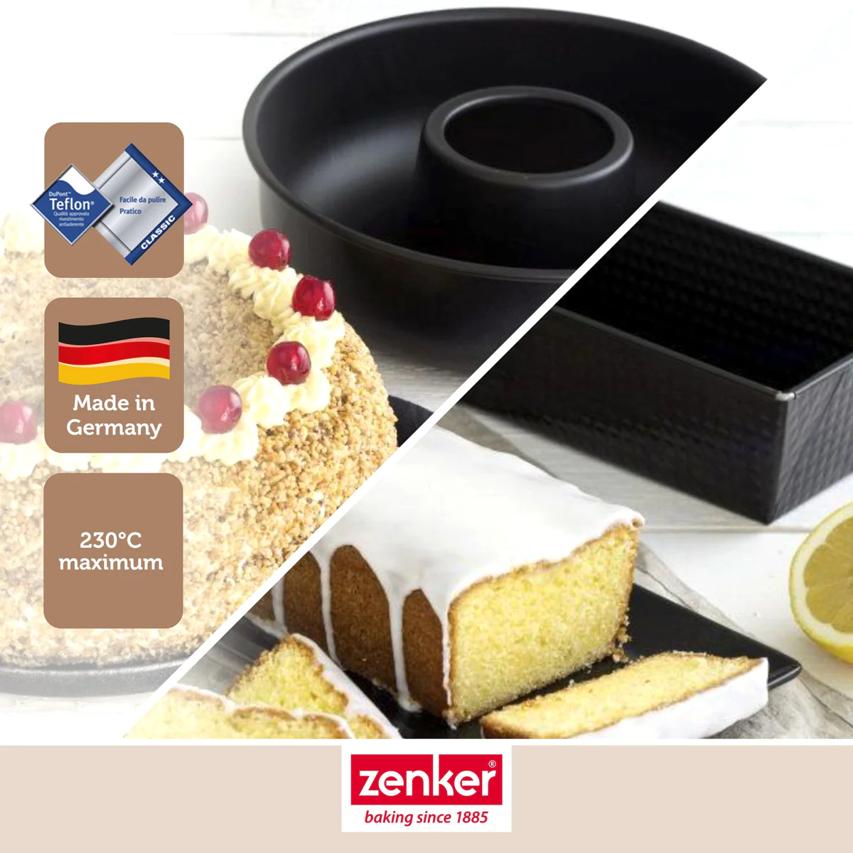 Set de moule à cakes 30,5 x 11,5 cm et moule à savarins 28 cm Zenker B