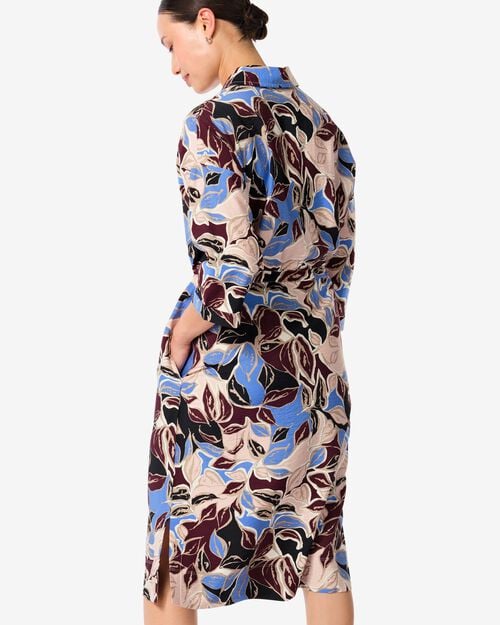 robe boutonnée Isabel avec feuilles pour femmes bleu