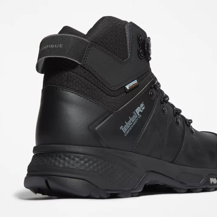 Bota de trabalho Switchback com biqueira de composite para homens, na cor preta.