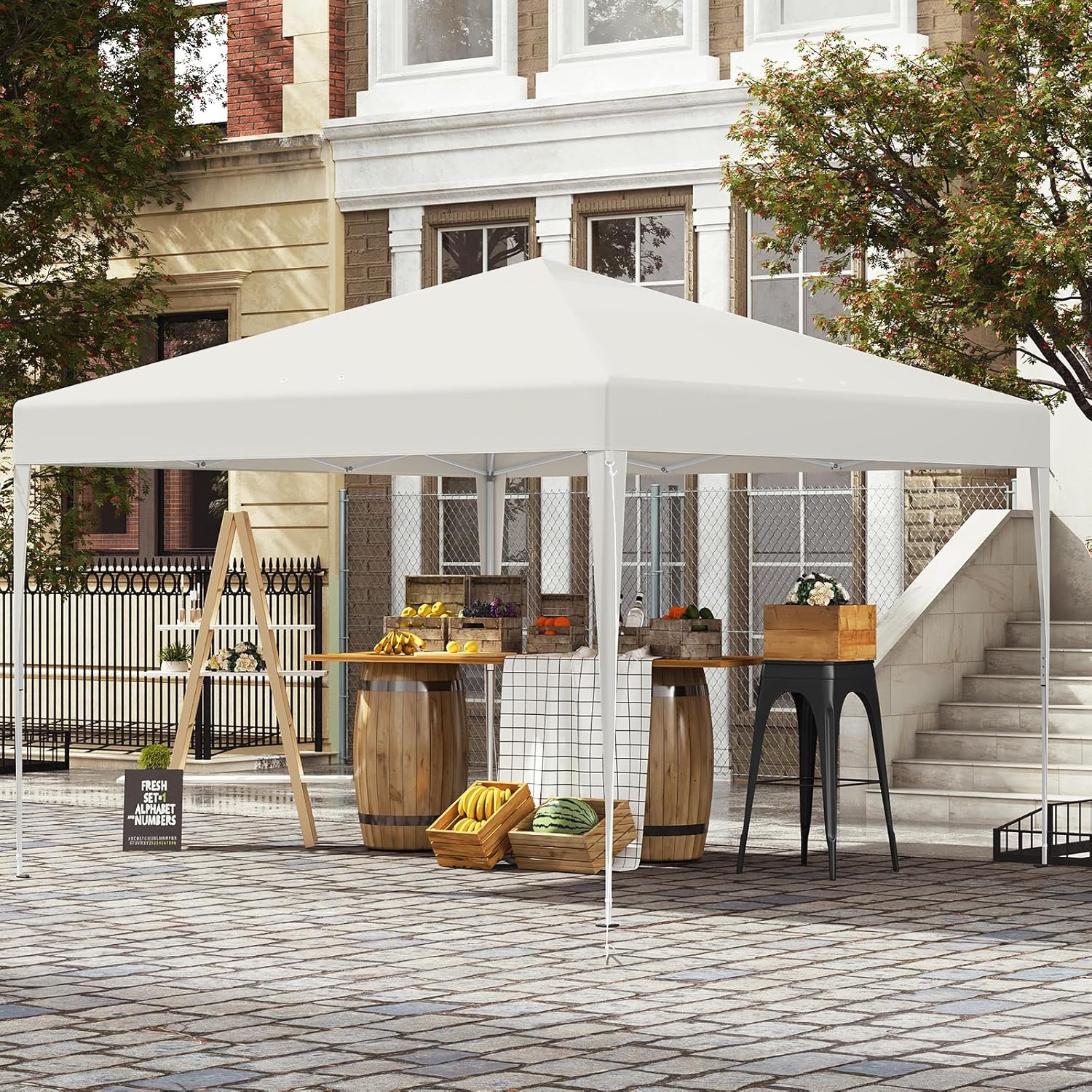 Laneetal Pavillon 3x3 m faltbar, Pop-Up Faltpavillon wasserfest Winterfest, Grillpavillon stabil, Gartenpavillon mit Seitenwänden Fenstern Tasche, für Camping Strand Garten, Beige