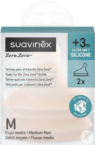 Suavinex Tétines Pour Biberon Anti-Colique Zéro Zéro Débit Moyen/M Fair 2 Pièces