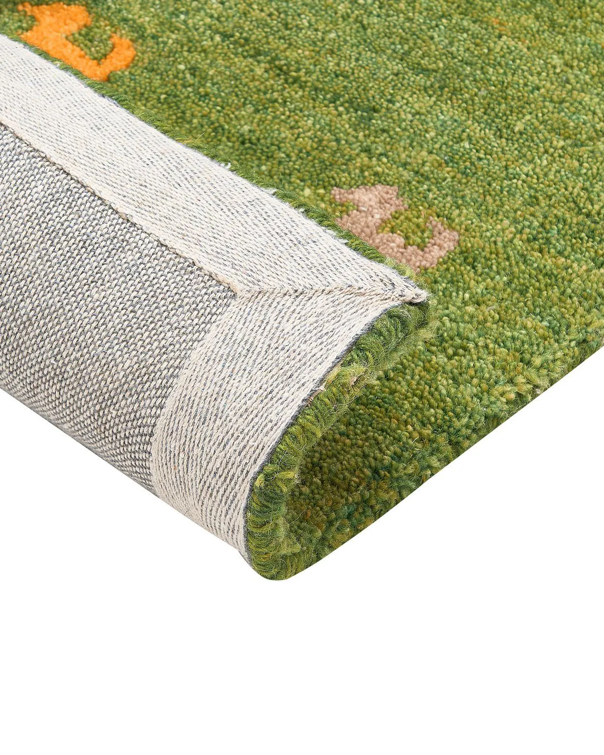 Vloerkleed YULAFI Groen 140 x 200 cm Wol Gabbeh