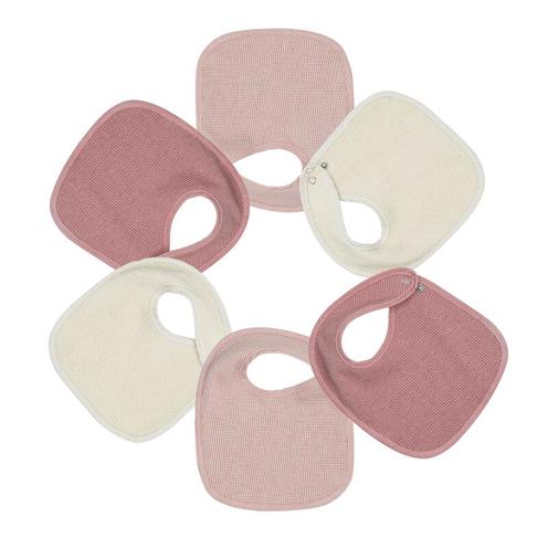 Lot de 6 bavoirs de naissance nid d'abeille - Beige/rose - TROIS KILOS SEPT