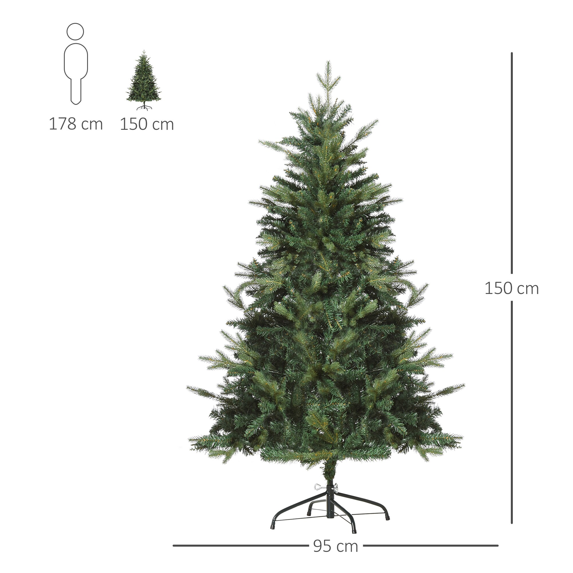 HOMCOM Künstlicher Weihnachtsbaum grün 95 x 150 cm (ØxH)