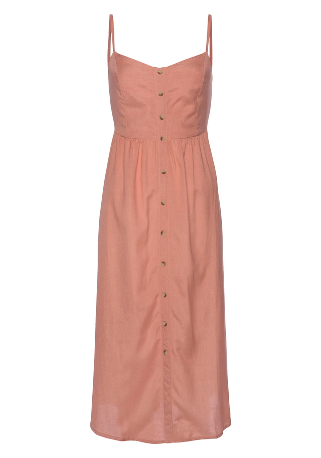 LASCANA Sommerkleid aus Leinenmix mit Baumwolle, Midikleid, Strandkleid