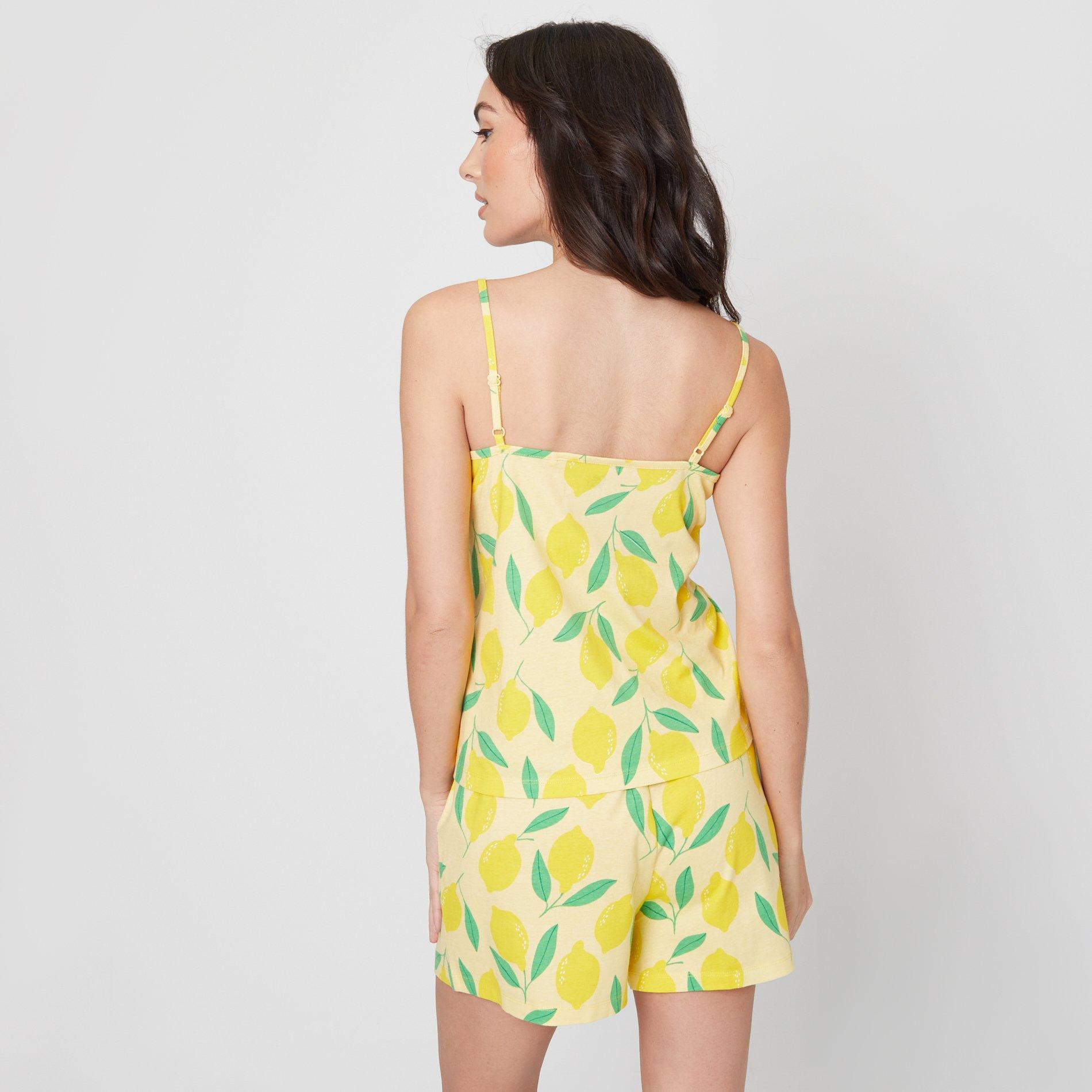Be You Lemon Jersey Lemon Printed Cami Shortie Pyjama Set