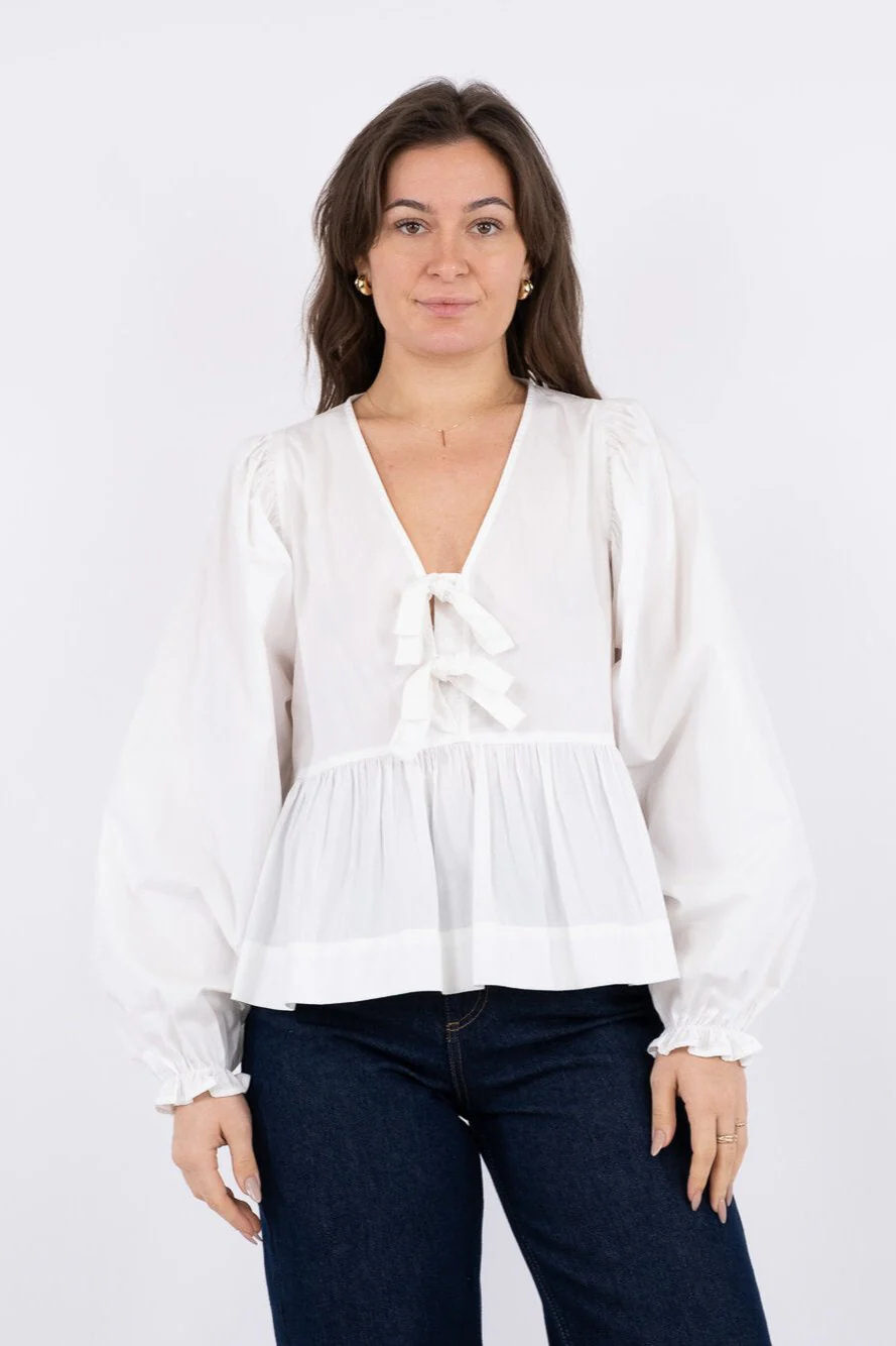 Neo Noir  Bessie C Poplin bluse - hvid