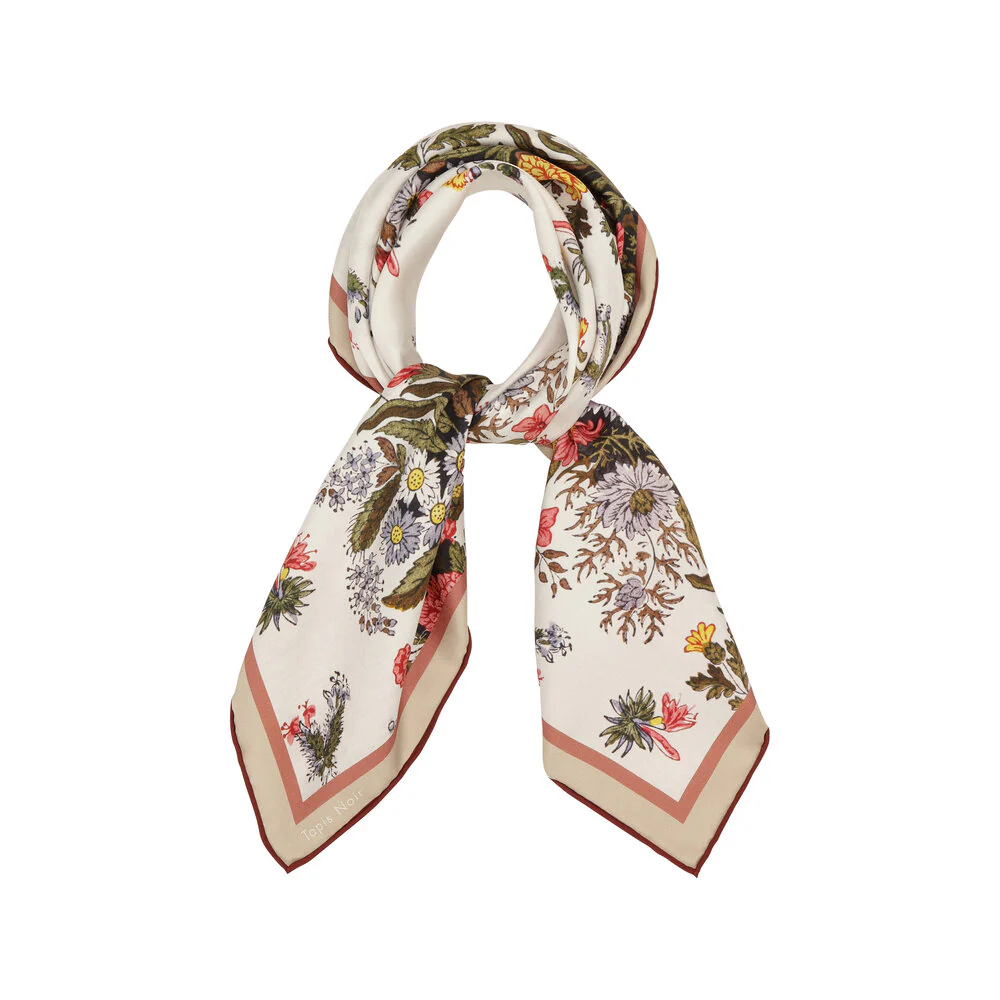 Tapis Noir  Small Classical Flower Stripe tørklæde – crème
