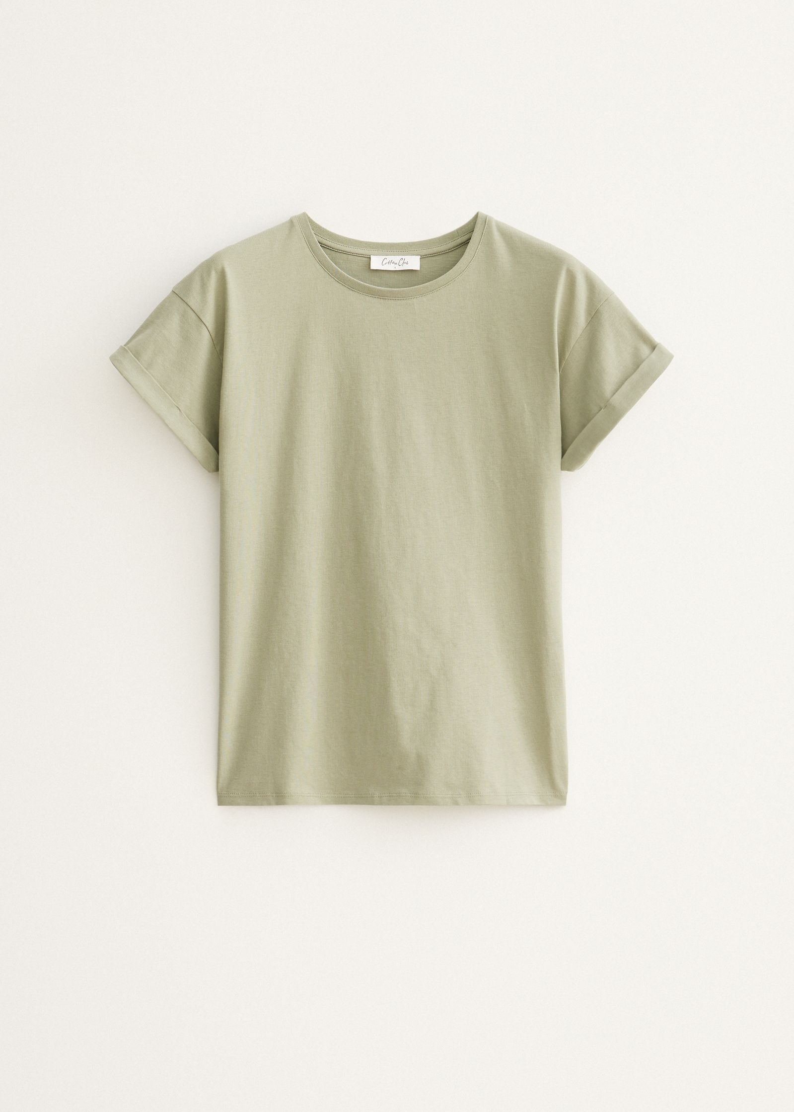 Basic T-shirt met opgerolde mouw