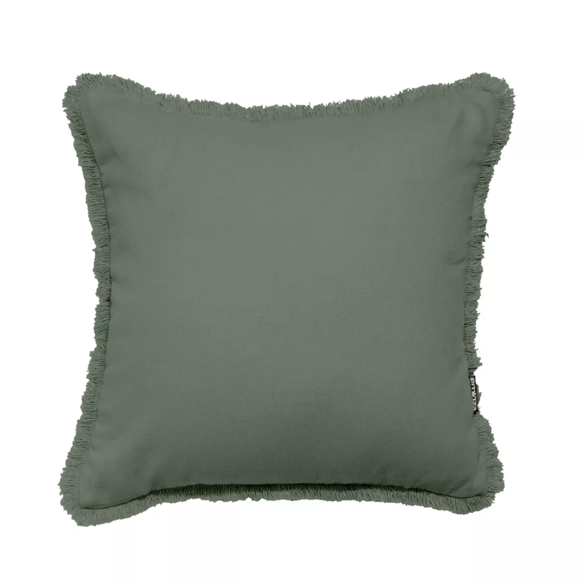 Coussin carré coton (45 x 45 cm) Pixel franges Vert kaki