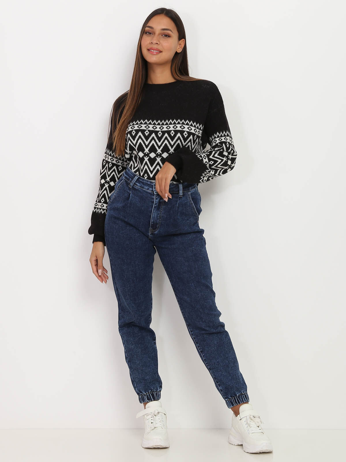 Pull jacquard- Noir