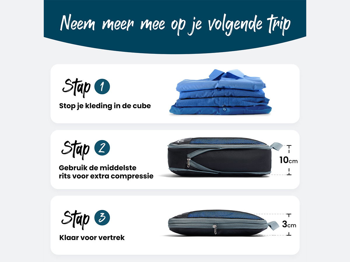 Sunflake Packing Cubes met Compressie Rits - 6 Delig - Mesh