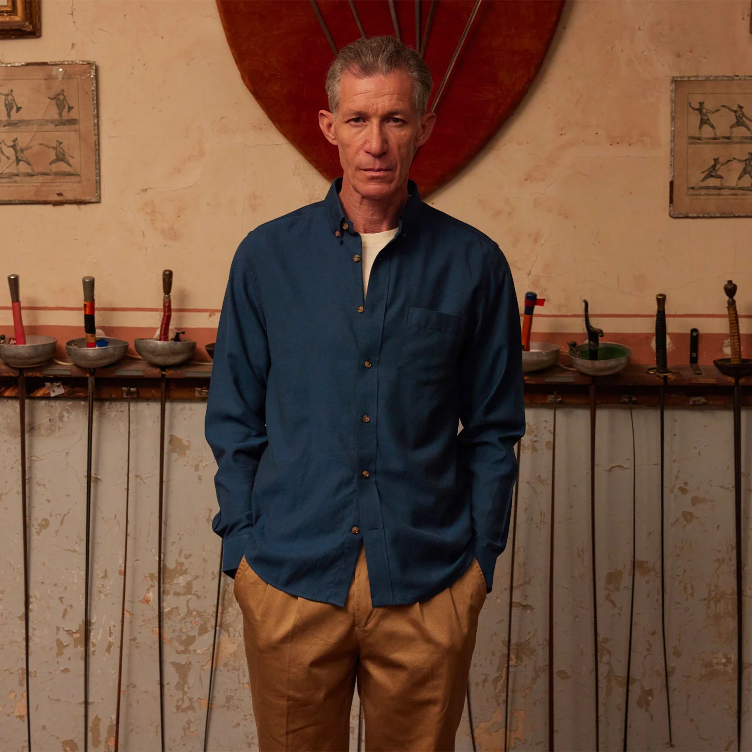 Petrol blue flannel shirt