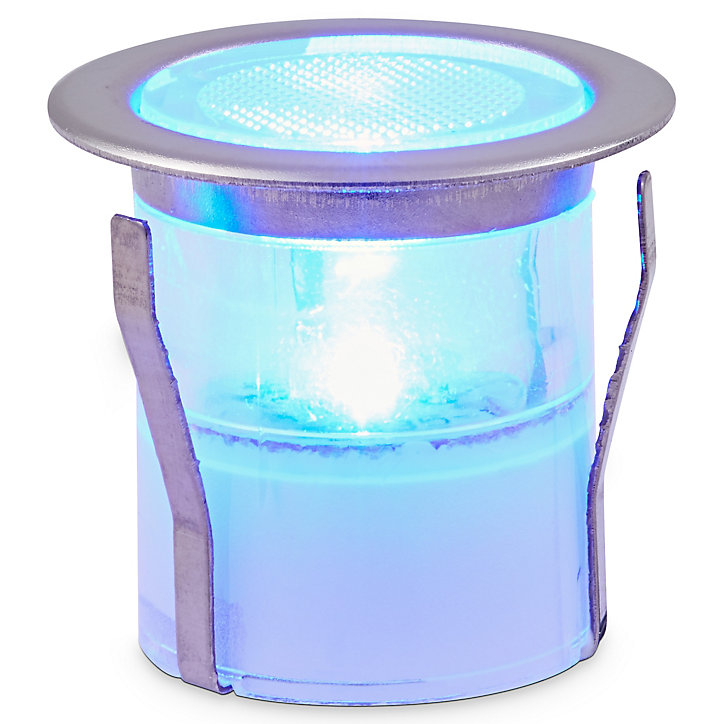 6 spots solaires à encastrer LED Blooma Hattan chrome lumière bleue IP67