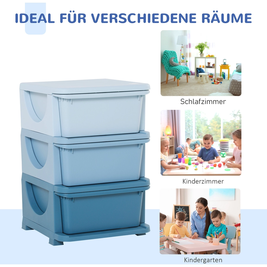HOMCOM Aufbewahrungsboxen für Spielzeug Blau