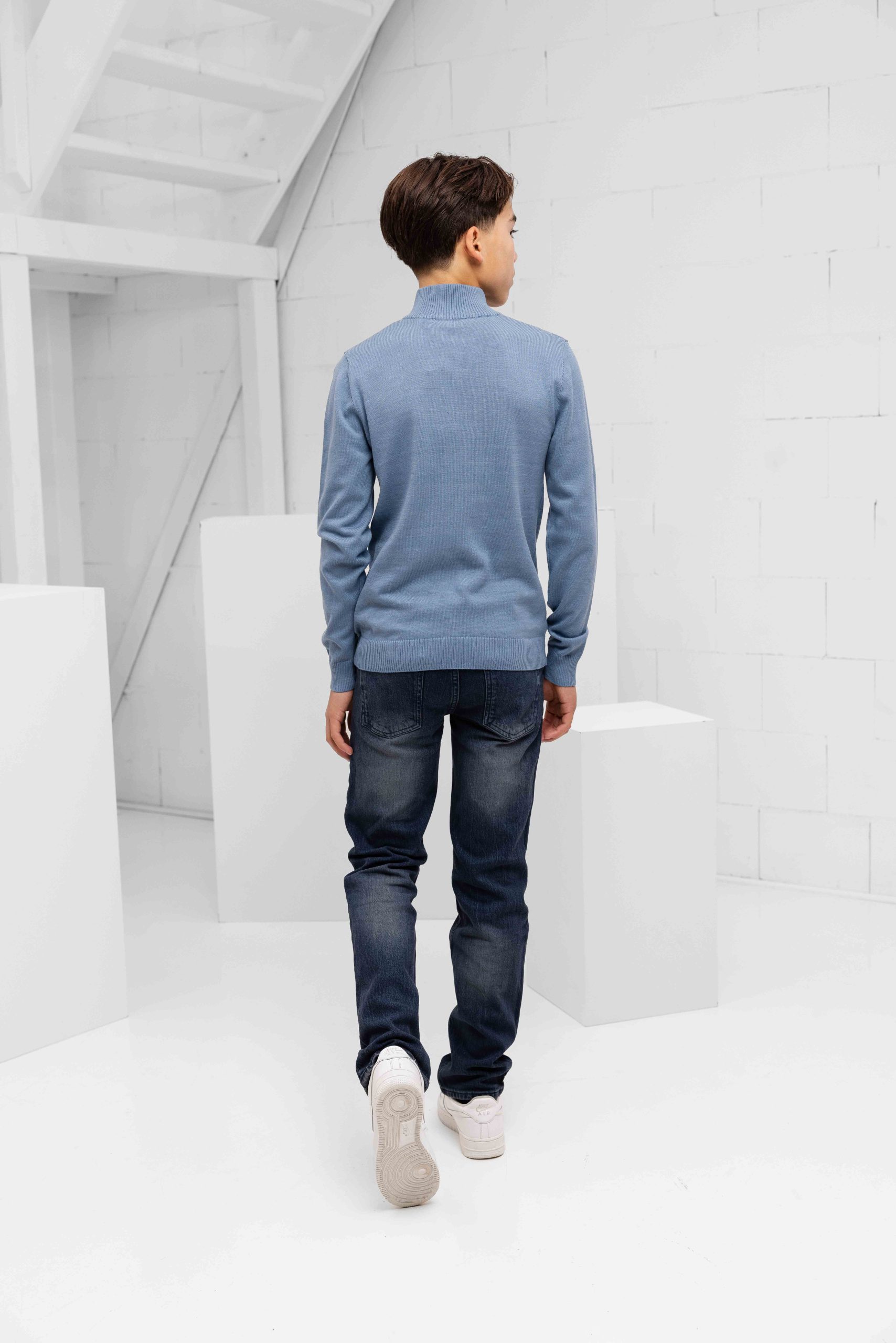 Ballin Amsterdam Half-Zip Knit Sweater Kids Lichtblauw