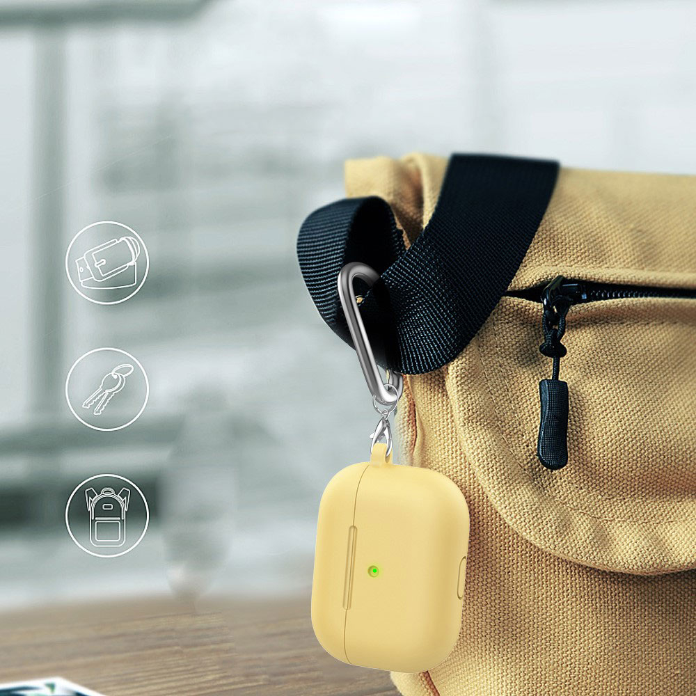 AirPods (3. Generation) Silikon Schutzhülle Abdeckung mit Karabinerhaken - Gelb