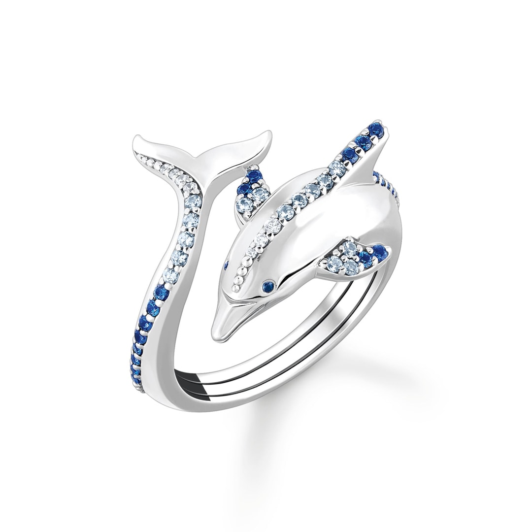 Thomas Sabo Ring Delfin mit blauen Steinen