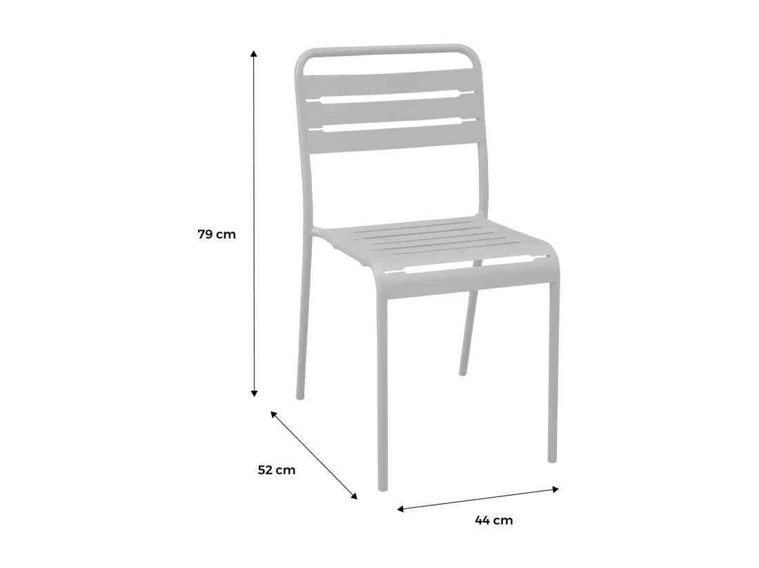Lot de 2 chaises de jardin acier. 2 places. anthracite. Amelia. L44 x P52 x H79cm