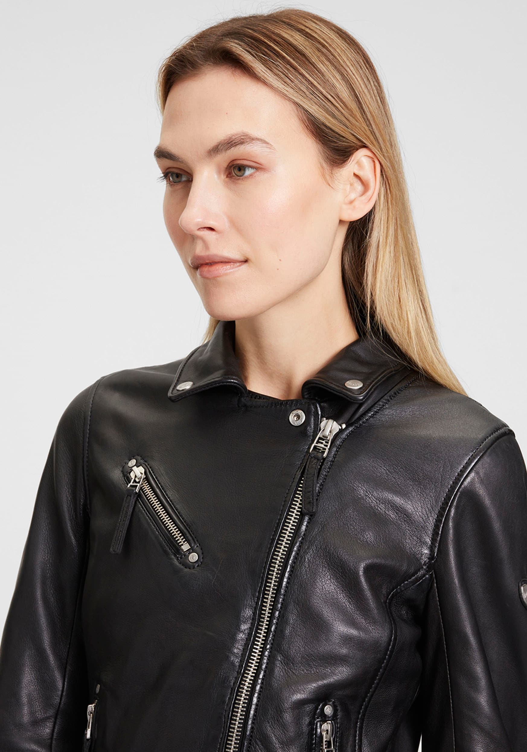 Mauritius Lederjacke »PGG W14 LEGV« im Biker-Style, asymetrischem Reissverschluss, Reverskragen