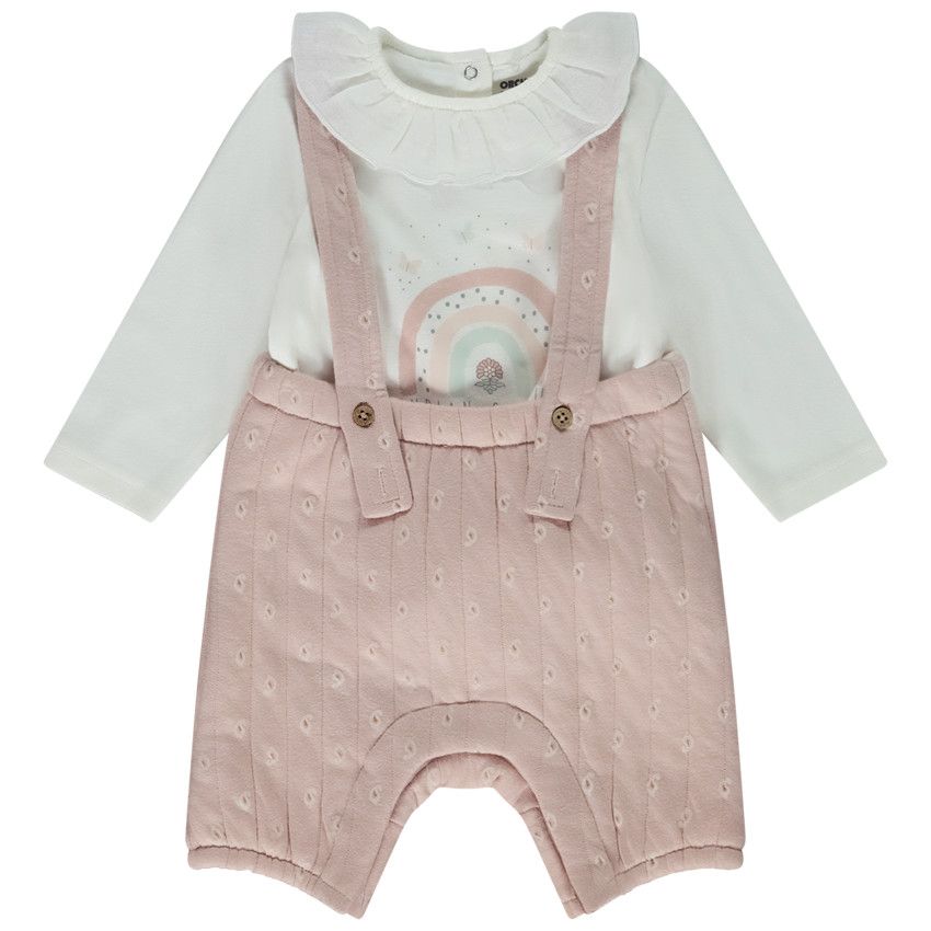 Ensemble 2 pièces avec bloomer à bretelles pour bébé fille - Ecru
