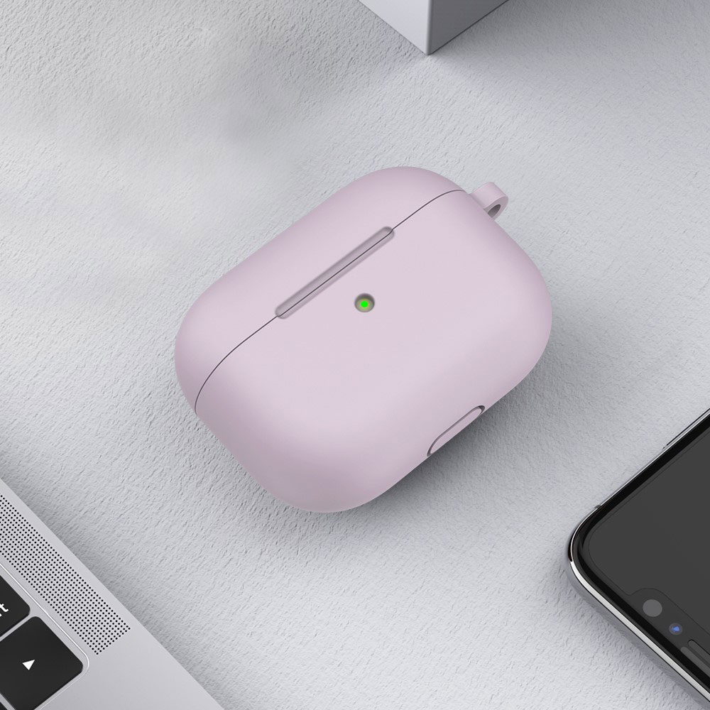 AirPods (3. Generation) Silikon Schutzhülle Abdeckung mit Karabinerhaken - Lila