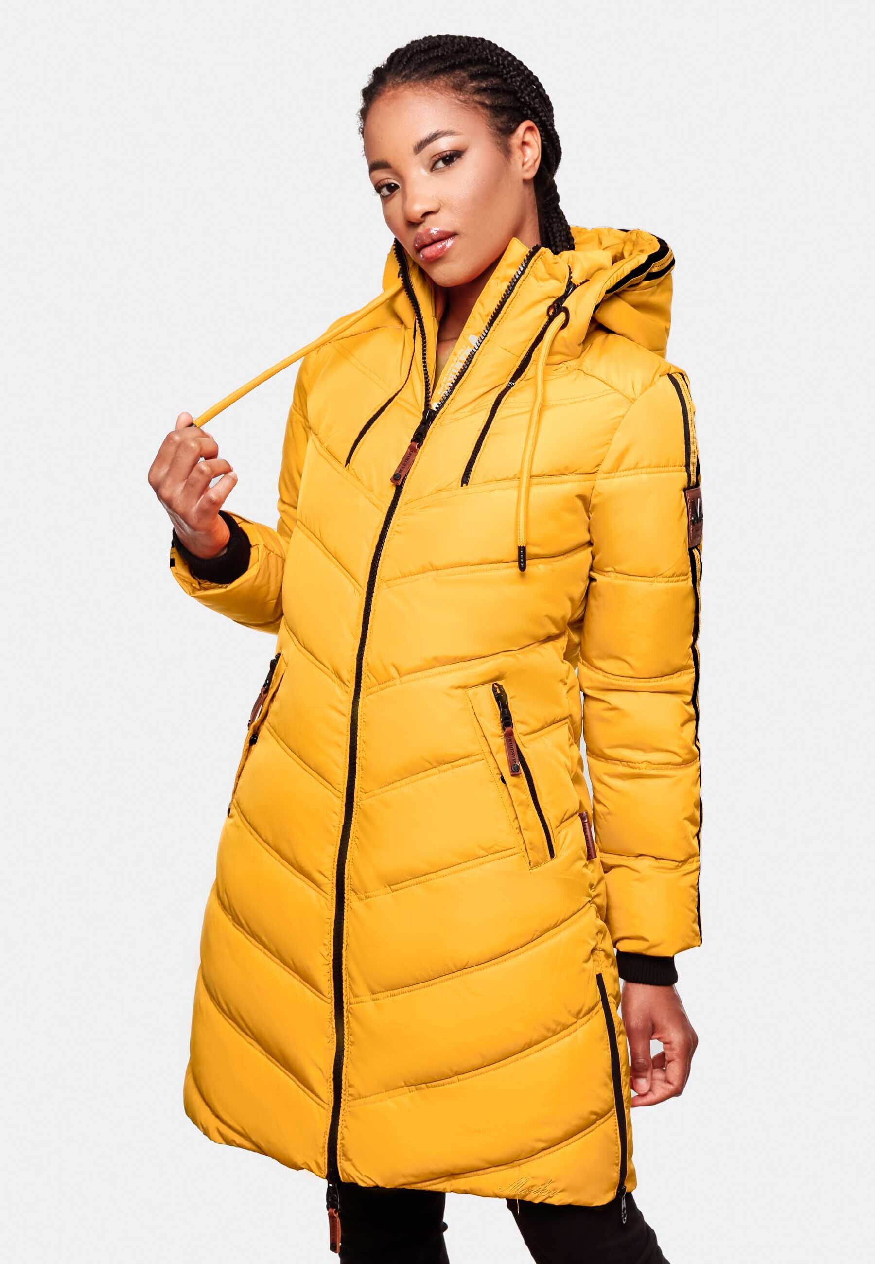 MARIKOO Damen Modischer Wintermantel Winter Steppmantel mit Kapuze Armasaa