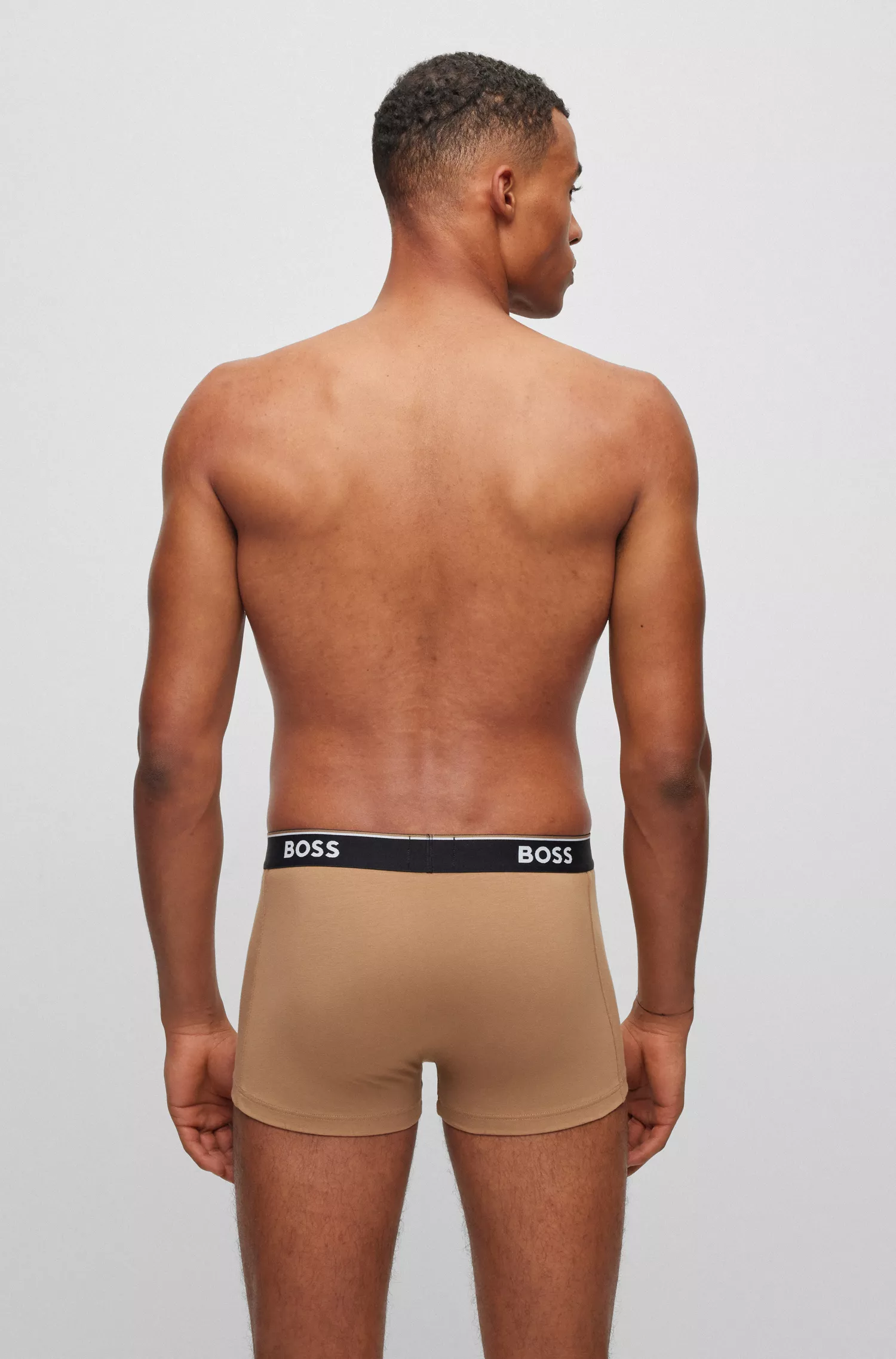 BOSS Black - Pacote com três cuecas boxer de algodão elástico com cós com logotipo.