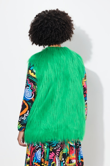 Weste, Straight Fit, Neon FakeFur, offene Form