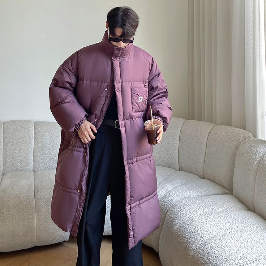 Freehop - Effen oversized pufferjas met opstaande kraag