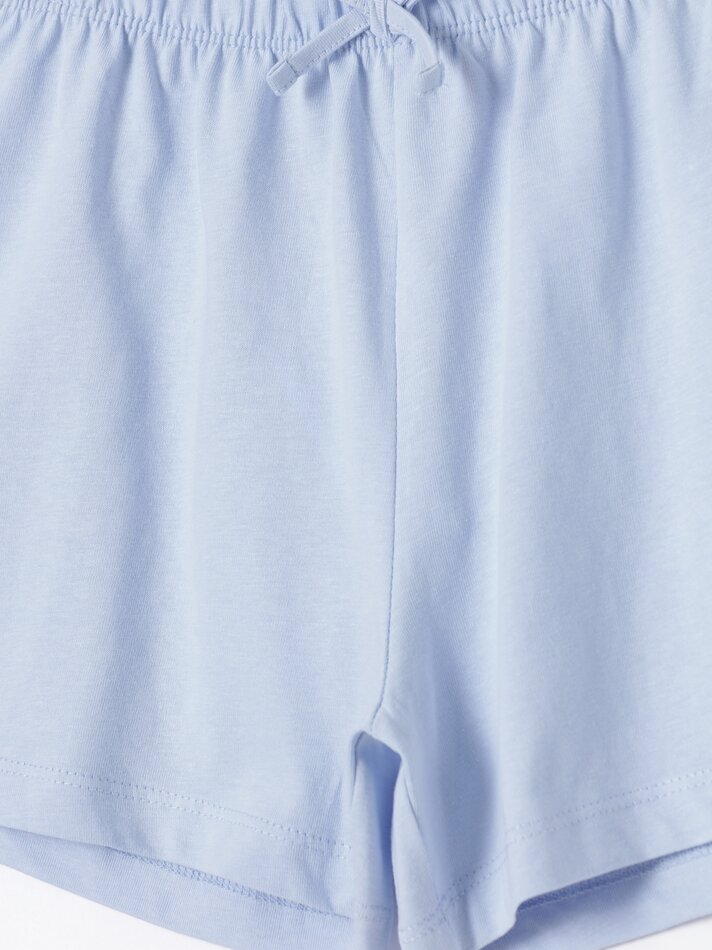 Conjunto de pijama com bordado suíço - Azul claro