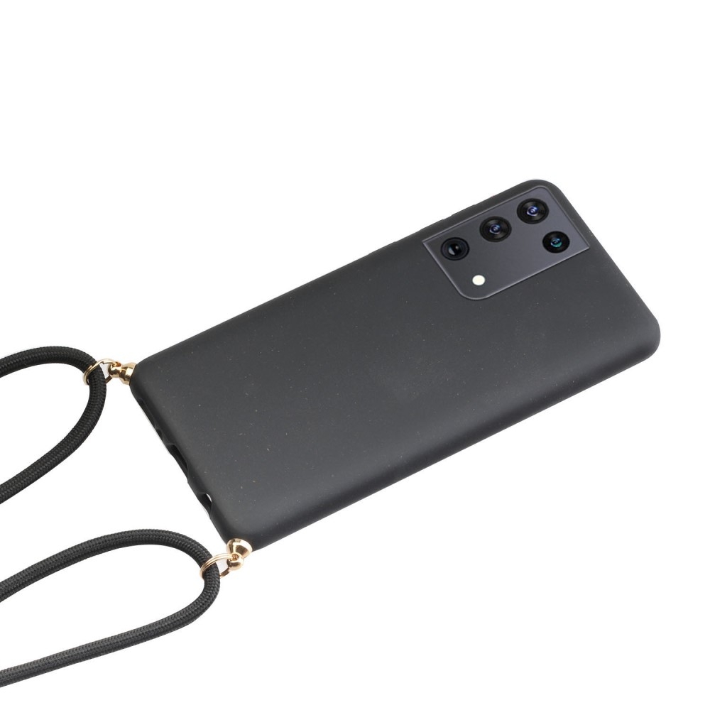 Samsung Galaxy S21 Ultra 5G Necklace Bio Gummi Case Hülle Eco Friendly Nachhaltig Kompostierbar   Handykette (150cm) - Schwarz