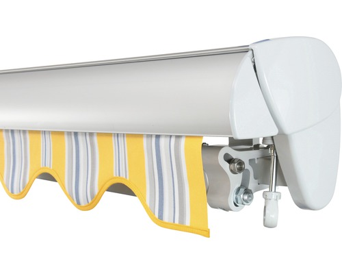 SOLUNA Halfcassette zonnescherm Classic 2,5x1,5, doekdesign 6292, frame E6EV1 zilver geëloxeerd, aandrijving rechts inclusief slinger