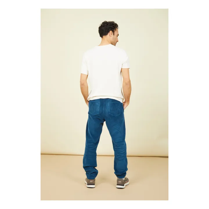 SMALLABLE BASICS Pantalon Homme Elastiqué à la Taille en Velours Côtelé | Vert canard