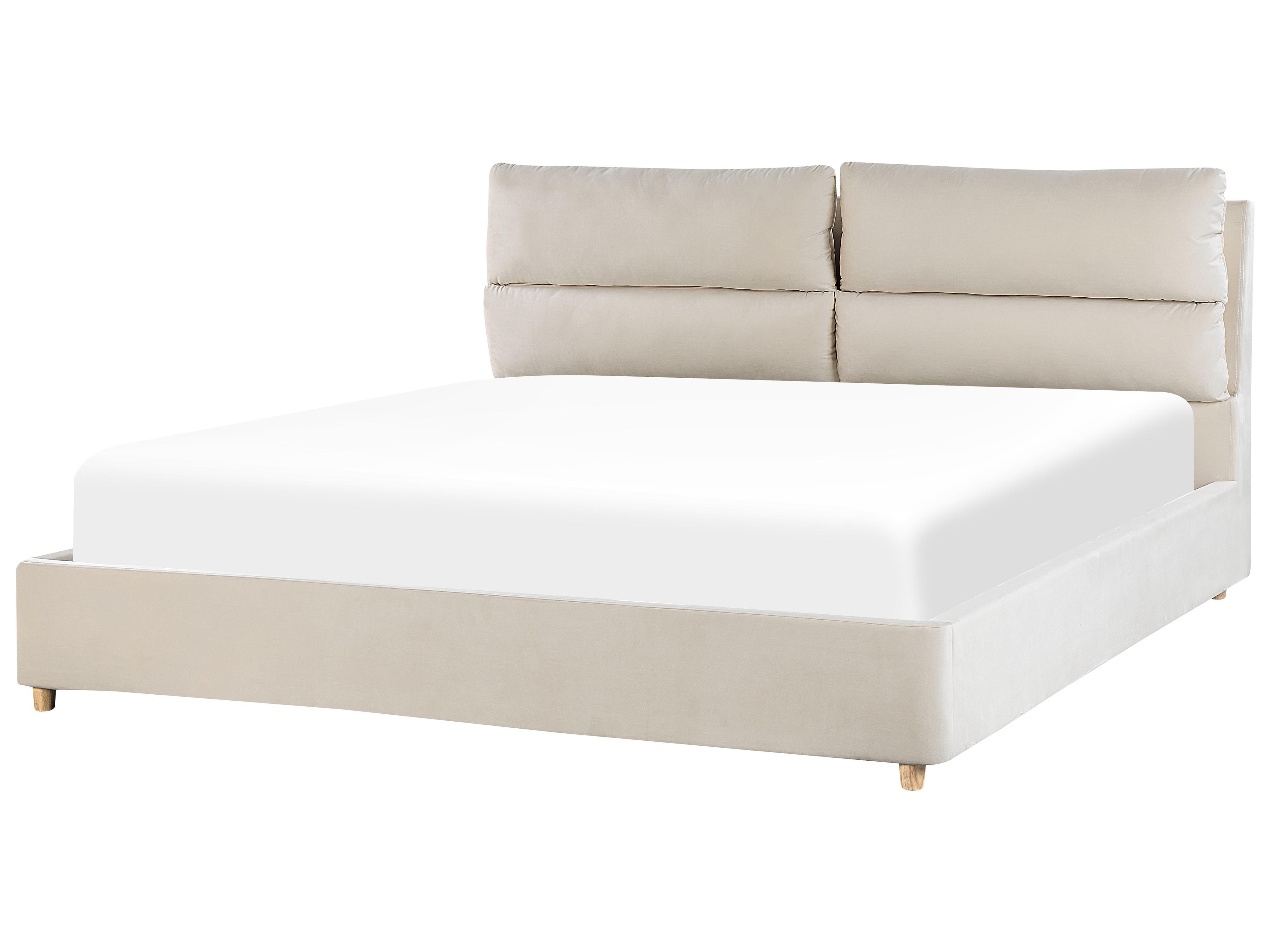 Bed met opbergruimte Fluweel BATILLY 180 x 200 cm Lichtbeige