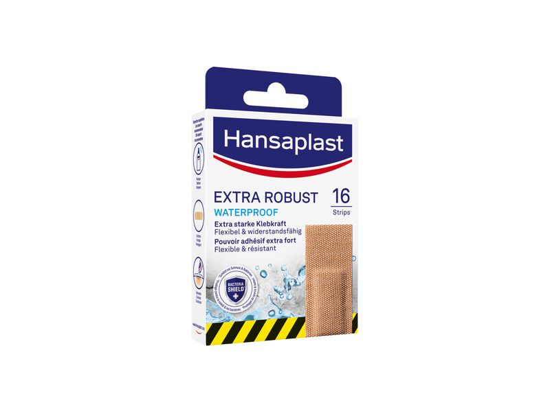 Hansaplast Wundpflaster Extra Robust Waterproof 16 Stück Widerstandsfähiges Textil-Pflaster