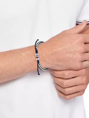 Pulseira trançada em aço inoxidável azul-marinho