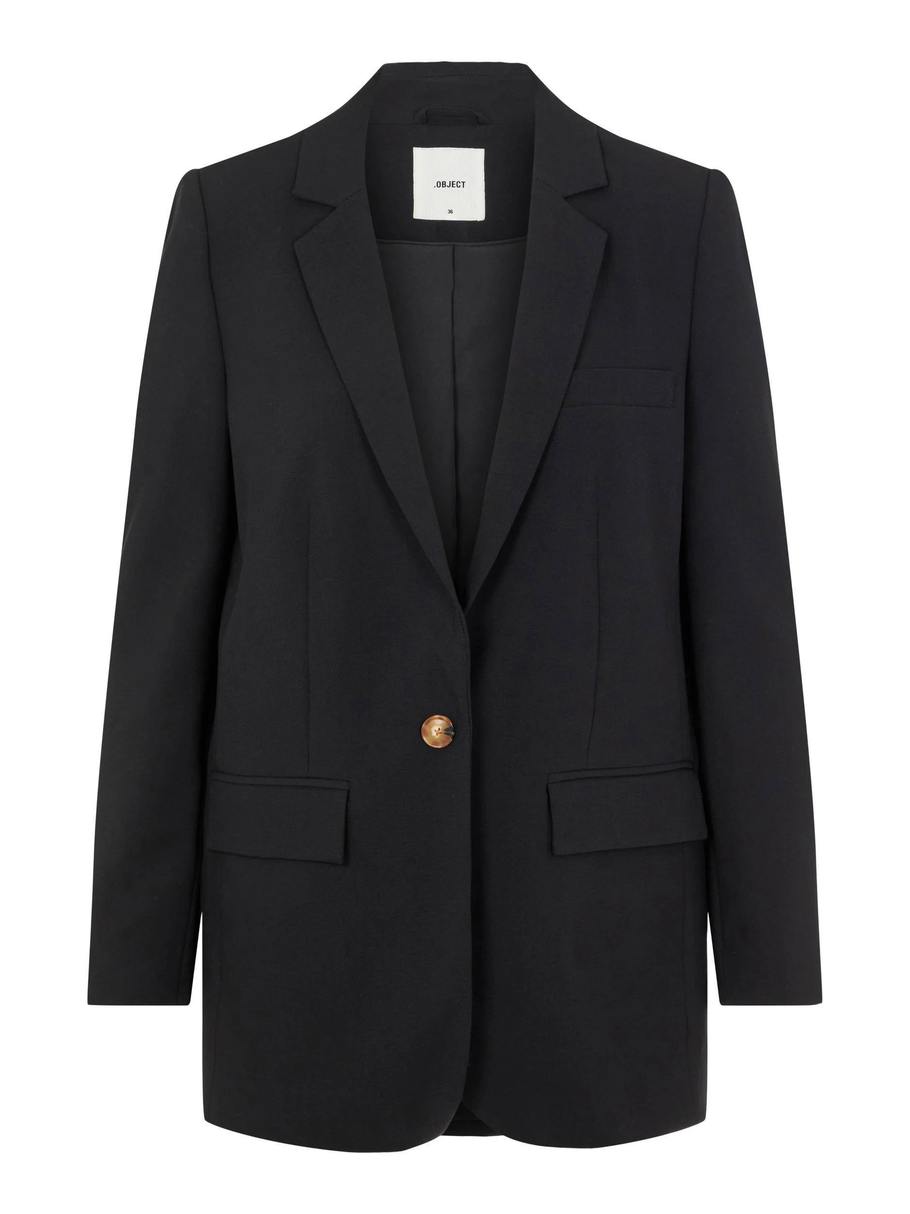 OBJECT rechtvallende blazer OBJSIGRID van polyester zwart