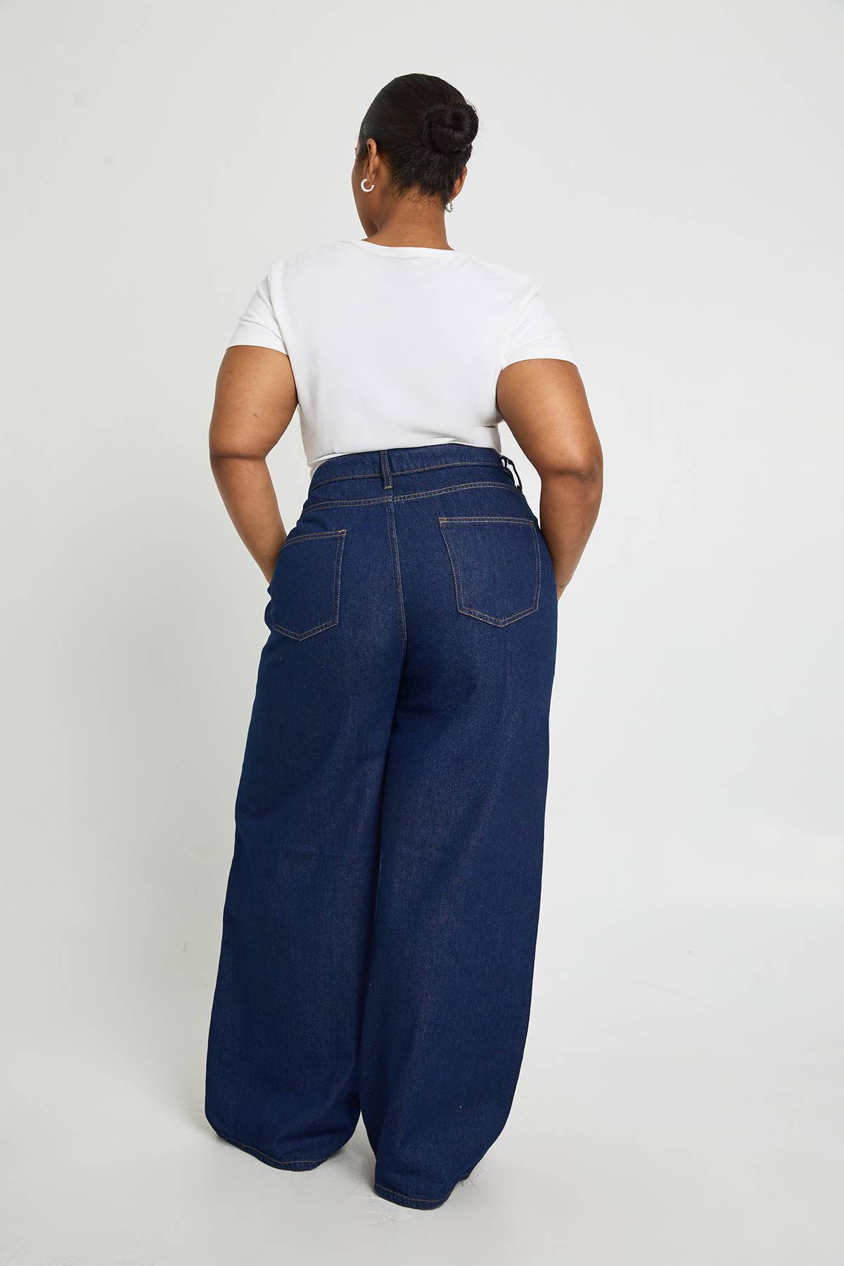 boohoo Jean Plus Basics Taille Haute Jambe Large