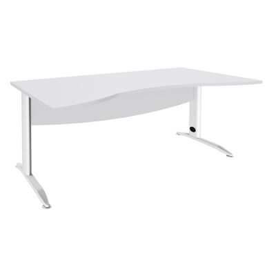 Bureau double vague symétrique IDRA - L180 cm - Pieds blanc - plateau Blanc perle