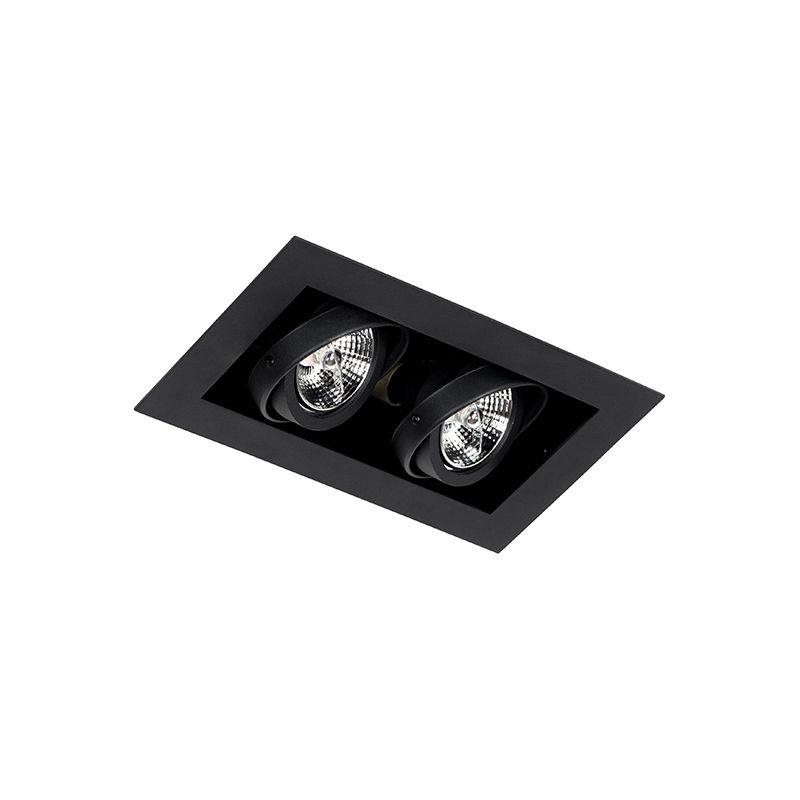 Smart inbouwspot zwart 2-lichts verstelbaar incl. 2 Wifi GU10 70mm - Oneon 70