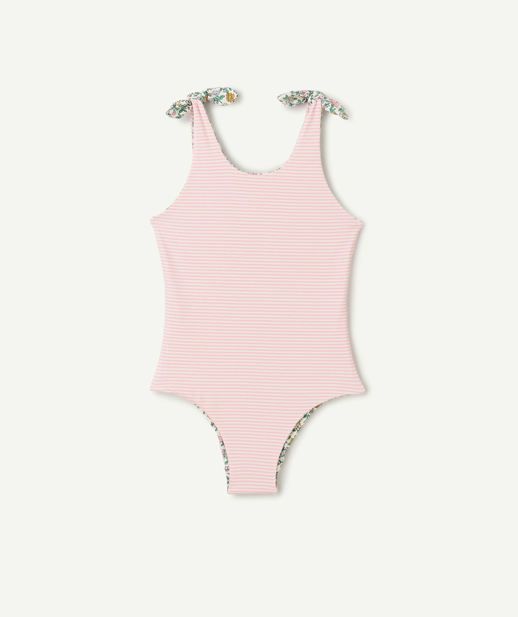 MAILLOT DE BAIN 1 PIÈCE RÉVERSIBLE FILLE EN FIBRES RECYCLÉES AVEC IMPRIMÉS