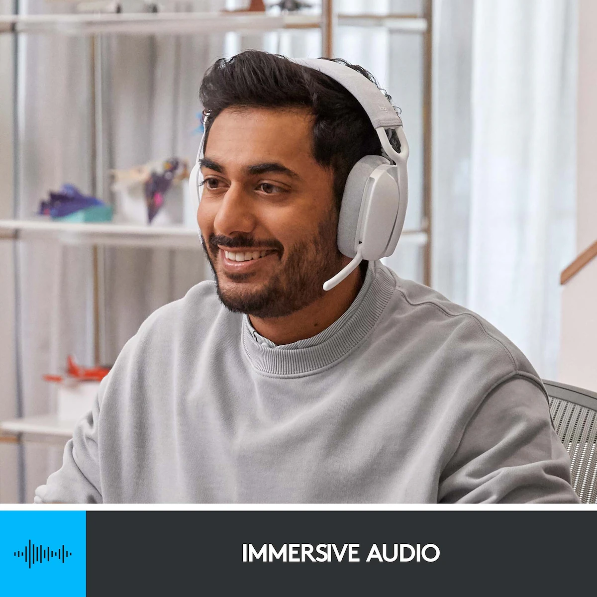 Logitech Zone Vibe 100 trådløst headset (hvit)