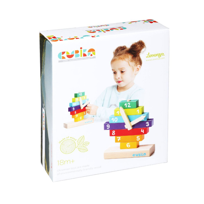 Cubika - Holzbaukasten Uhr - 12 tlg.