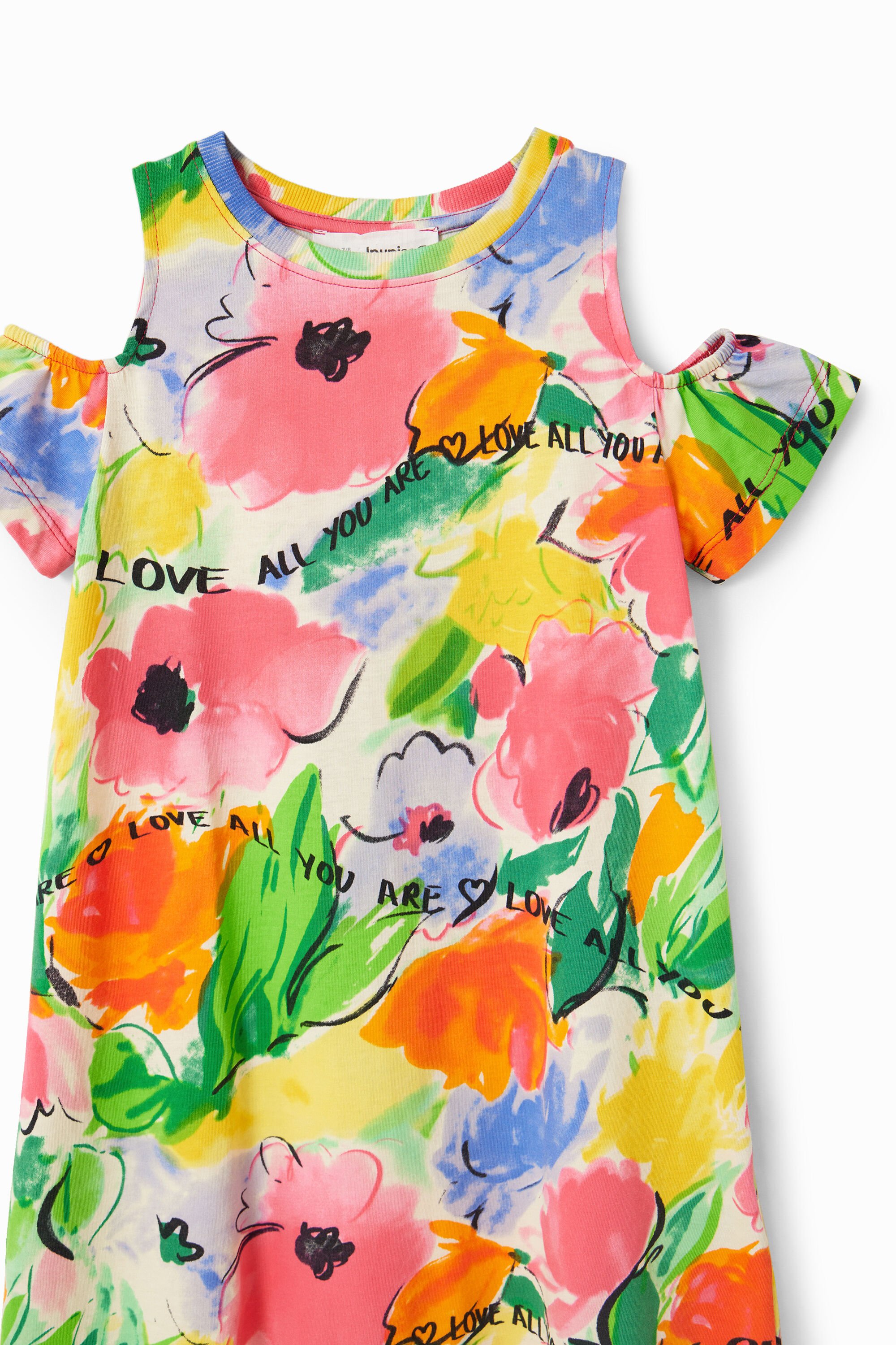Robe t-shirt découpes fleurs